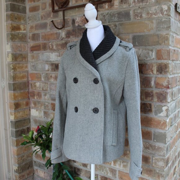 J. Crew Stadium Cloth by Nello Gori Size 10 Wool Nylon Blend Gray Knit Collar - Picture 1 of 11